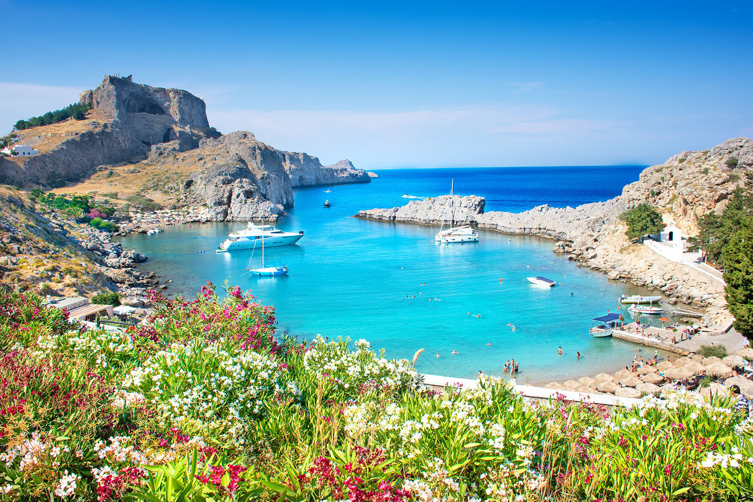 Plaża w Lindos na wyspie Rodos